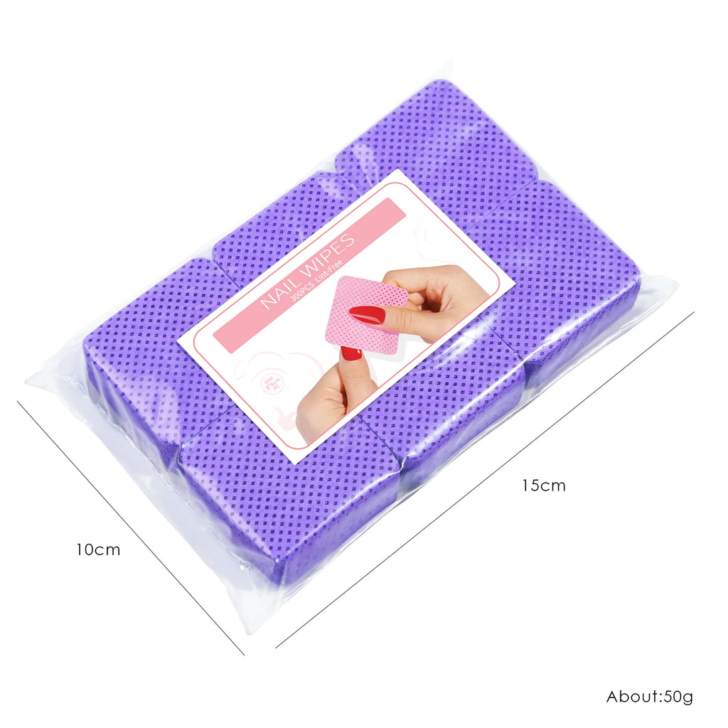 300pcs/Pack Lint-free Nail Polish Remover Napkin Colorful Cotton Wipes