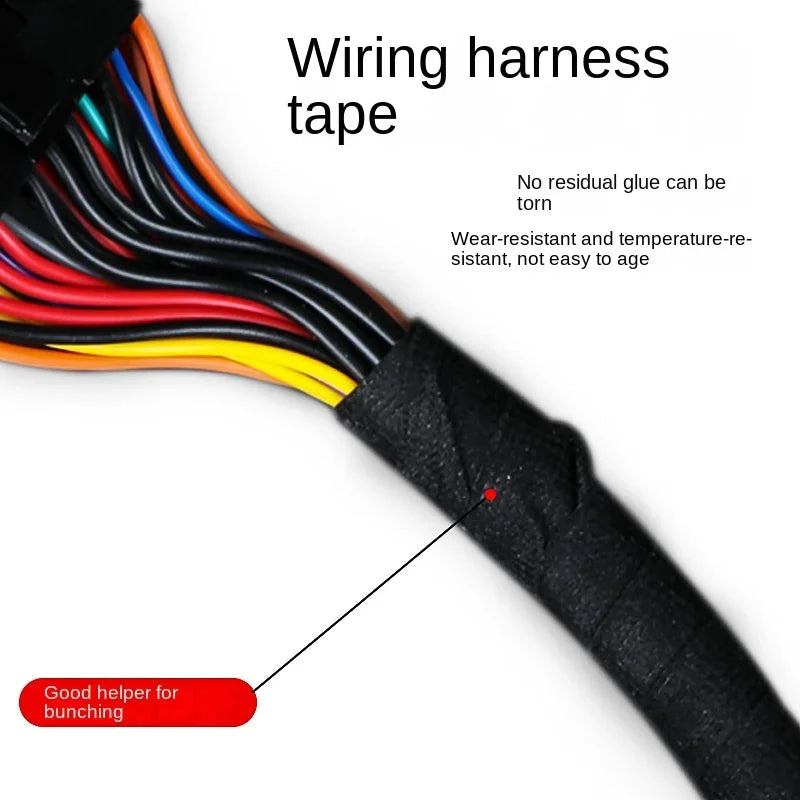 1 Roll 25M Car Wiring Harness Tape - Black Cloth Fabric Adhesive Tape