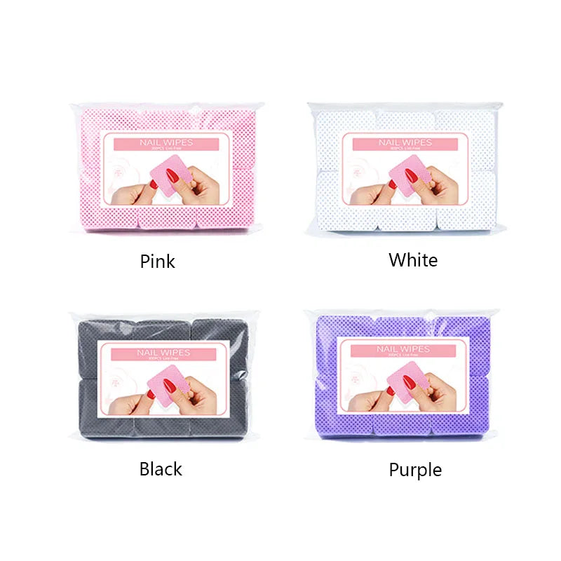 300pcs/Pack Lint-free Nail Polish Remover Napkin Colorful Cotton Wipes