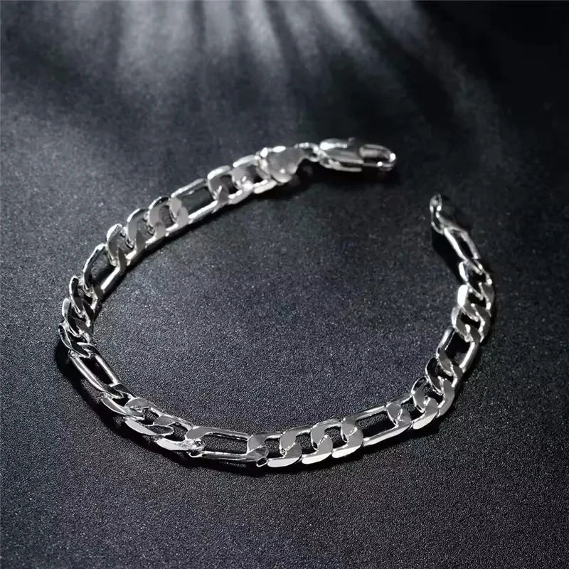 Noble New Arrive 925 Sterling  Silver 4MM Chain For Men Women Bracelet