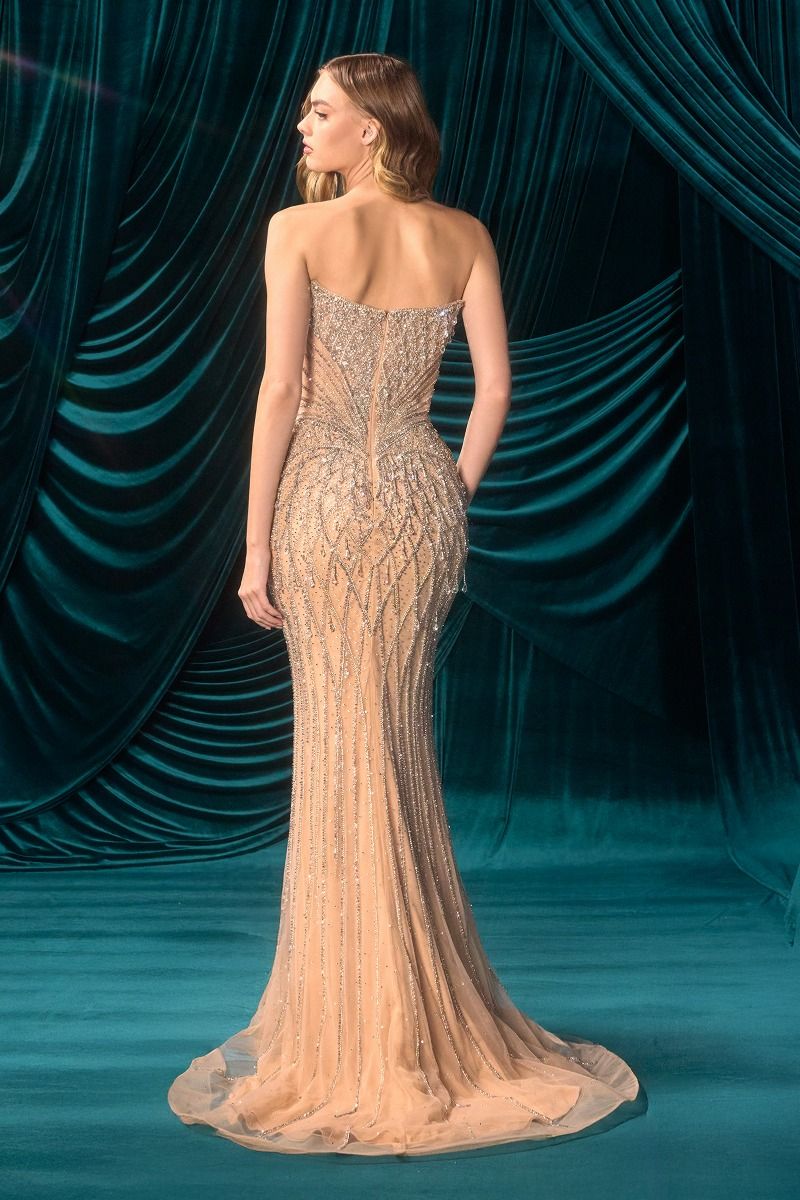 Elegant Beaded Embellished A-Line Long Formal Evening Gown CDA1503